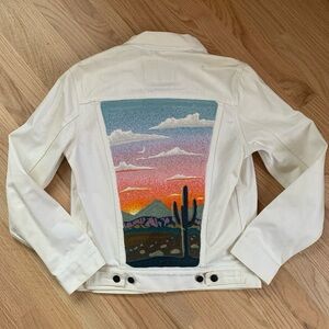 Custom Fort Lonesome Chain Stitch Denim Jacket. SZ S